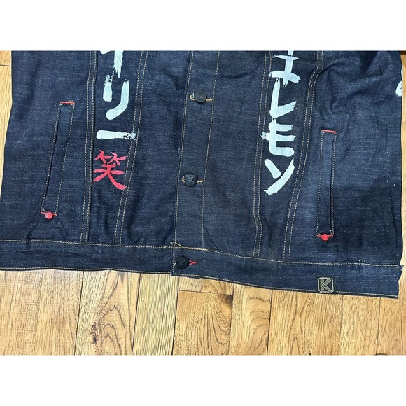 deKryptic Smiley Painted Dark Denim Jean Jacket Graphic Print Men’s Size 3XL - Picture 5 of 14